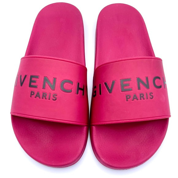 GIVENCHY | Paris Flat Logo Rubber Pool Slides in Fig Pink | 39/ 9 - Picture 3 of 16
